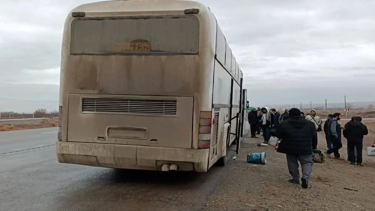 آتشسوزی اتوبوس مسافربری در کرمان