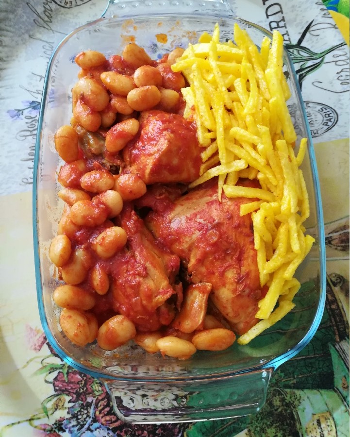 دستور پخت خوراک مرغ و لوبیا سفید